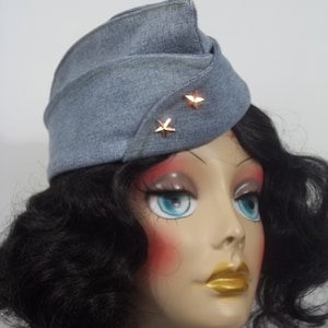 Garrison Cap Hat Denim Blue Military 