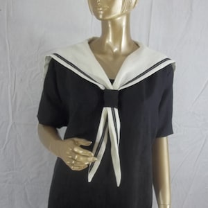 Linen, flax, 1920&#39;s, black, dress, sailor dress, flapper dress, maxi dress, linen sundress, plus size dress, women, ladies, dress.
