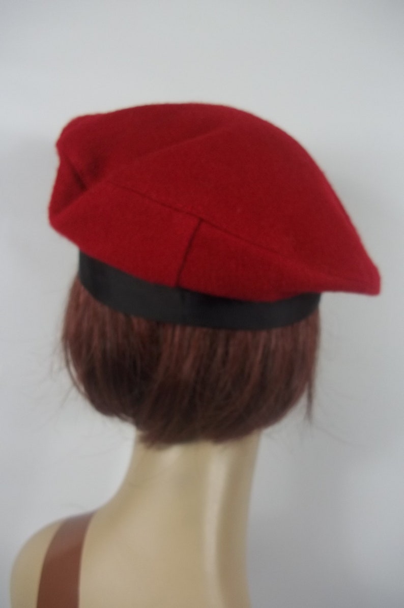 Wool beret red studded designer fashion beret French Etsy