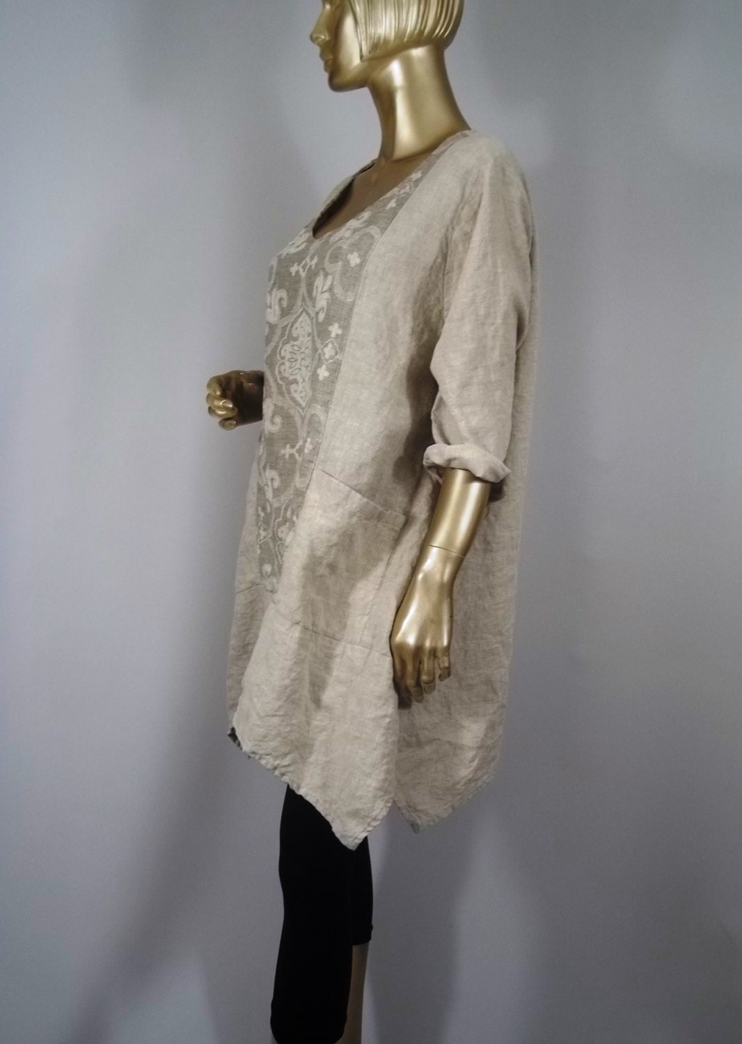 Linen Flax Washed Tunic Lagenlook Beige Plus Size - Etsy