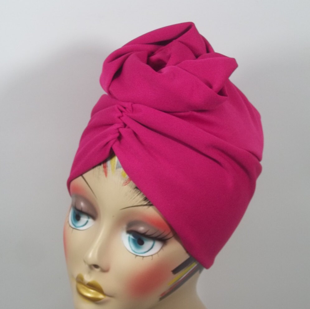 Poly Stretch Knit Fashion Turban Hat Hot Pink 1950's - Etsy