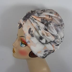 Cetim sedoso, moda, turbante, chapéu, branco, floral, turbante, mulheres, senhoras, turbante, quimioterapia, alopecia, turbante, gorro, envoltório de cabeça, boné. P, M, G, GG
