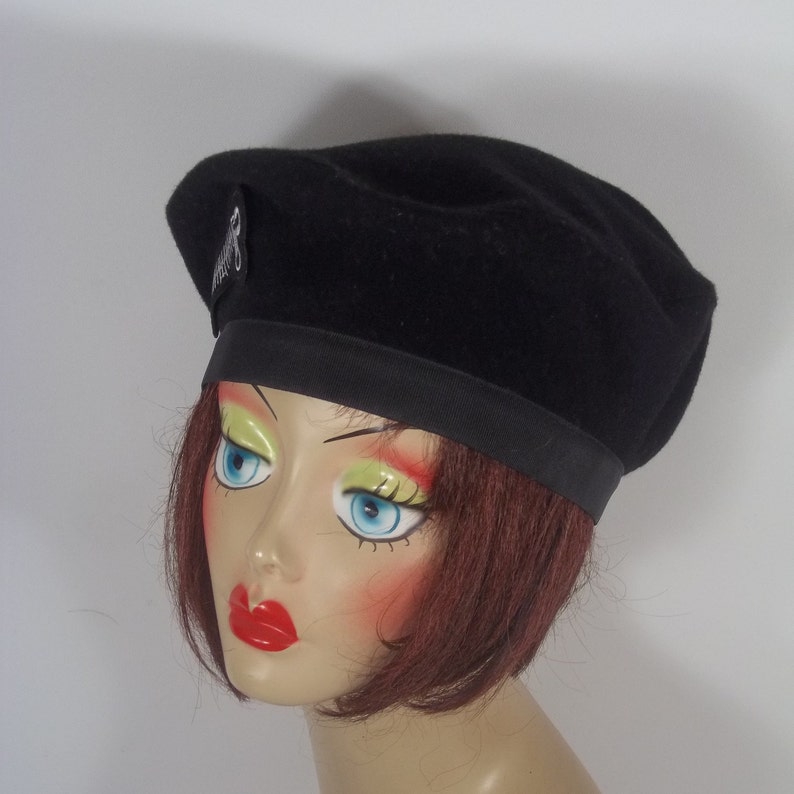 Wool black beret designer fashion military beret Etsy