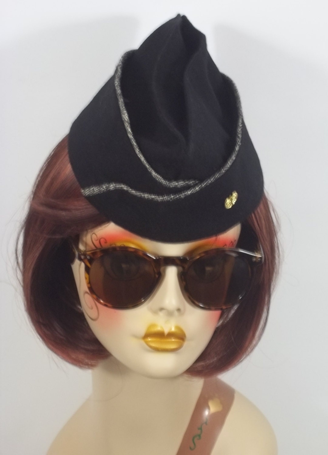 Wool, Garrison Cap, Hat, Black, 1940's, Military, Designer