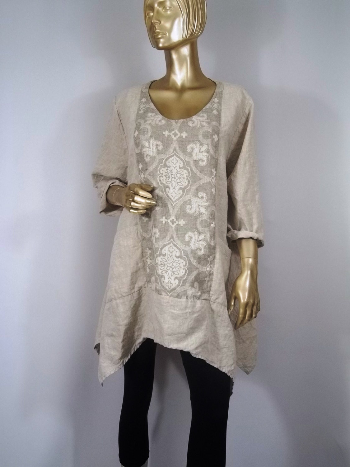 Linen Flax Washed Tunic Lagenlook Beige Plus Size - Etsy