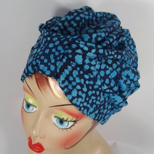 Cotton batik, fashion, turban, hat, turquoise, black, chemo, alopecia, turban, women, ladies, turban, head wrap, bonnet, scrub hat. S - XL