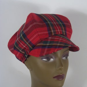 women newsboy hat, poly, fashion, hat, red royal  Stewart, tartan, plaid, bakerboy, bonnet, beret, applejack, hat, women, ladies, cap. S-XL