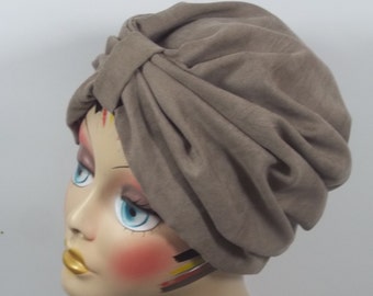 Faux suede, fashion, turban, hat, taupe, designer, turban, chemo, alopecia, turban, women, ladies, turbans, head wrap, bonnet, cap.  S - XL