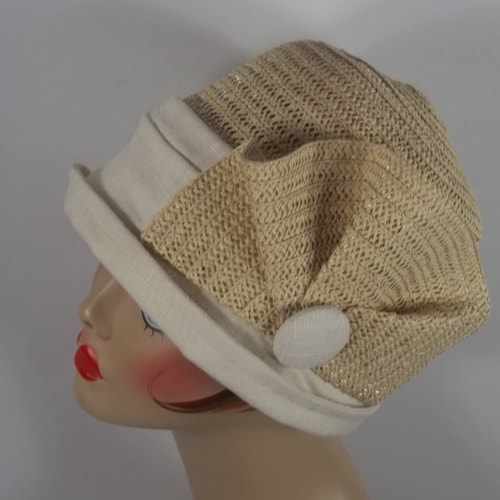 itbecomesyou Straw, Linen, Cloche Hat, 1920s, Art Deco, Designer, Church Hat, Vintage Hat, Flapper Hat, Straw Hat, Linen Hat, Women, Ladies, Hat. S,M,L