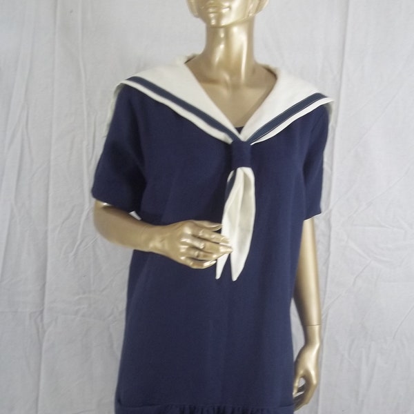 Linen, 1920s, navy blue, sailor dress, flapper dress, maxi dress, sundress, plus size dress, women, ladies, dress, designer, dress. XS-5XL