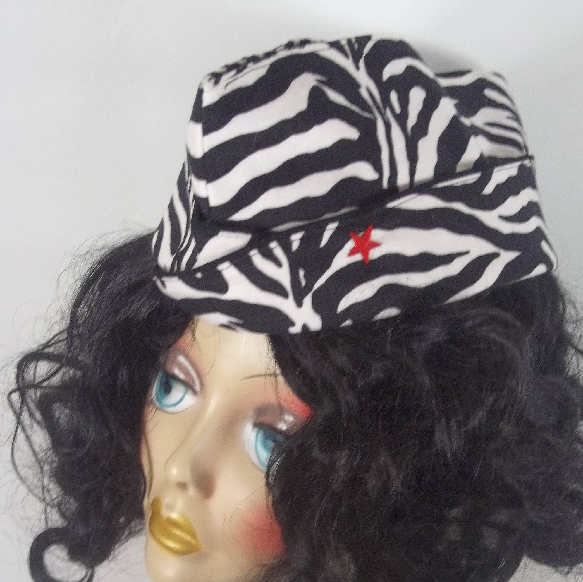 Military Hat Zebra Print Garrison 