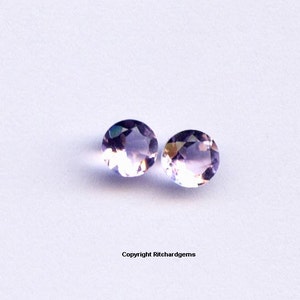 Semi Precious Matched Pair 5 mm Faceted Round Rose de France Lilac Pink Brazilian Amethyst