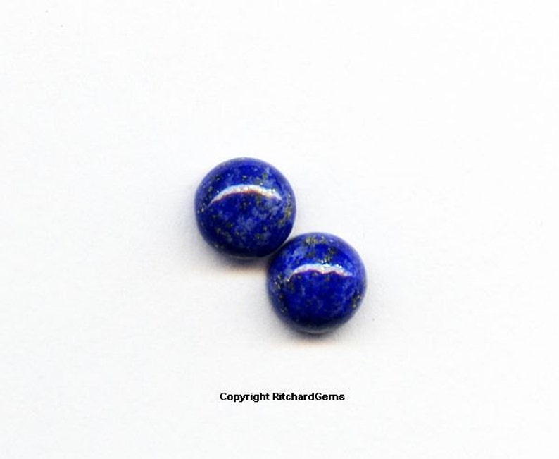 Natural 5 mm Loose Round Cut .62 ct Blue Lapis Cabochons AAA For TWO image 1