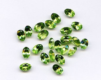 AAA Lime Green 6x4 mm Natural Faceted Oval Cut Peridot For One