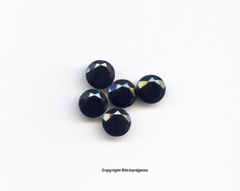 Espinela negra redonda tallada en diamante facetado de 6 mm, natural, semipreciosa y AAA, suelta, para una persona