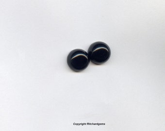 8 mm Semi Precious Round Matched Pair Black Onyx Cabochons For Two