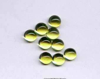 4mm Round Peridot Semi Precious Cabochons For Two Gemstones