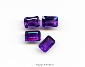 Natural AAA Faceted 6x4 Emerald Cut African Amethyst . 56cts For One