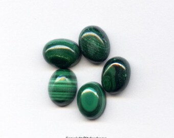 Natural 8x6mm Loose Oval 1.94 ct Malachite Cabochons for Three AAA