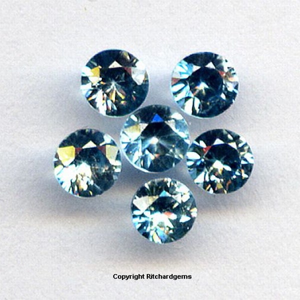 Natural 3 MM Blue Faceted Round Diamond Cut Zircon For ONE