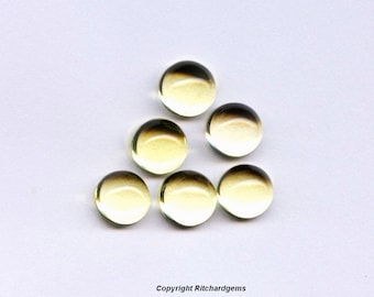 Semi Precious 6mm Round Smooth Natural Brazilian Lemon Citrine Cabochons  for Two