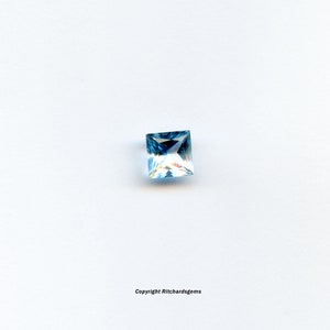 Stunning 8mm Natural Loose Faceted Princess Cut  3.56 Ct. Calibrated Brazilian Light Swiss Blue Topaz