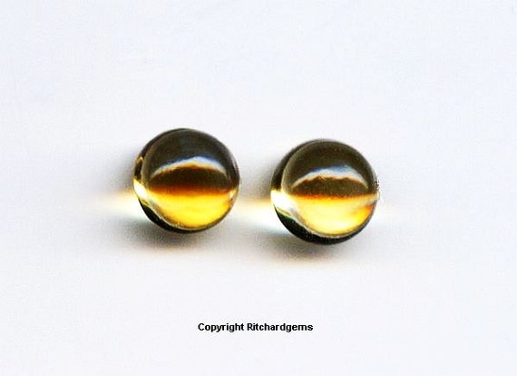 4mm Semi Precious  Brazilian Golden Citrine Round Cabochons For TWO