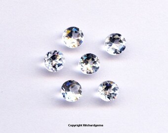 Calibrated Natural 4 MM Faceted  round brilliant  White Topaz - set of one (1)  Matched  pairs