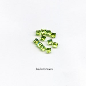 AAA 4 mm Natural Semi Precious Faceted Square Cut  Pakistan Peridot For One