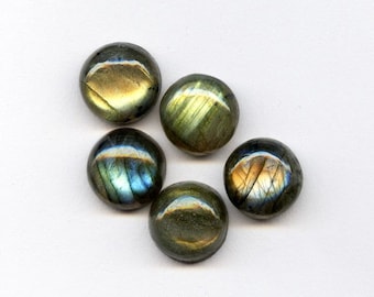 10 mm Natural Labradorite Round Cut Cabochon For One