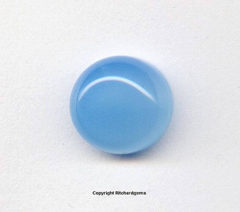 12mm Natural Loose Aqua Blue Chalcedony Round Cabochon for ONE image 1