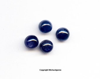 Natural 4 mm Round Blue Sapphire Cabochon Gemstone For One