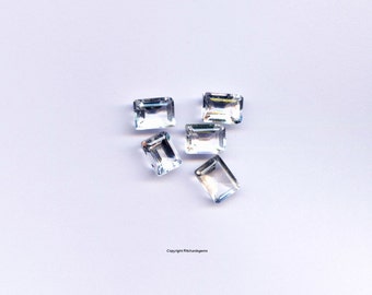 8x6mm Loose Emerald Cut faceted White topaz 100 Natural for One