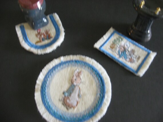 Peter Rabbit Round Rug in 1/" scale mini rug for your Miniature Dollhouse