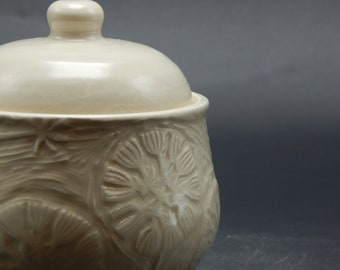 Small White on White Carved Ceramic Jar