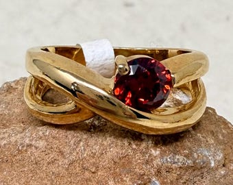 Vintage 1990s 14 KT Gold Electroplate Cubic Zirconia Ring