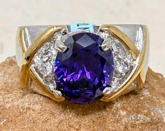 Vintage 1990s 14 KT Gold Electroplate Cubic Zirconia Ring