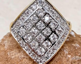 Vintage 1990s 14 KT Gold Electroplate Cubic Zirconia Ring