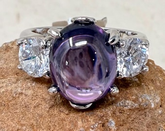 Vintage Rhodium Plated Cubic Zirconia Ring