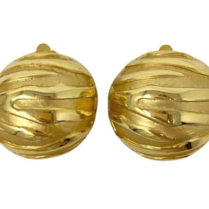 Vintage 1980s Gold modernist strukturierte klobige klobige Ohrclips (Ohrringe) New Old Stock NOS