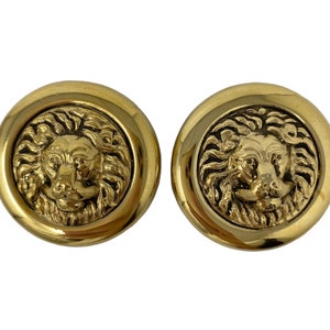 Gorgeous Vintage 1980s Gold Lion Statement Clip On Earrings