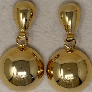 Vintage 1990s MASSIVE Vintage Gold-Ton glänzende Statement Ohrclips Ohrringe New Old Stock