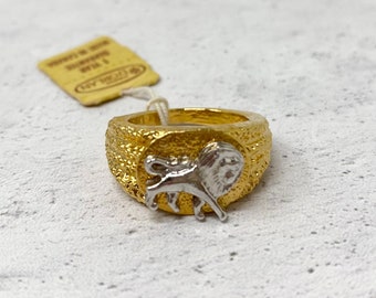 Vintage 1970s NOS D'ORLAN Astrological Zodiac Leo Lion Ring New Old Stock