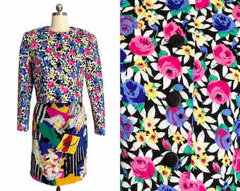 Vintage 1980s Doncaster Vibrant Floral Quiltef Blazer Jacket Size Small