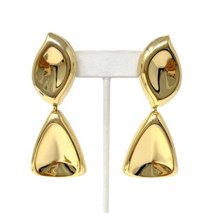 Boucles D'oreilles Clips Vintage Années 70 Doré Et émail Marron - Occasion