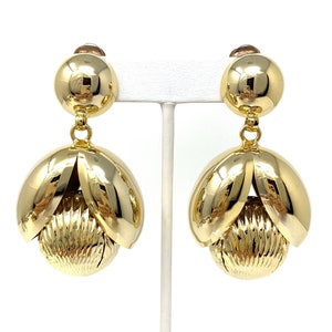 Vintage 1980er 1990er Jahre Vintage Original Goldfarbene Statement Ohrclips (Ohrclips).