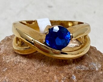Vintage 1990s 14 KT Gold Electroplate Cubic Zirconia Ring