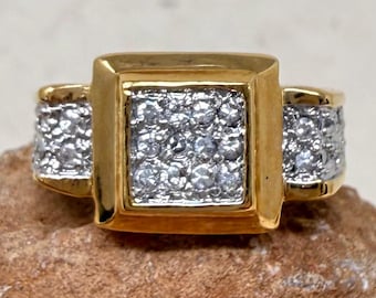 Vintage 1990s 14 KT Gold Electroplate Cubic Zirconia Ring