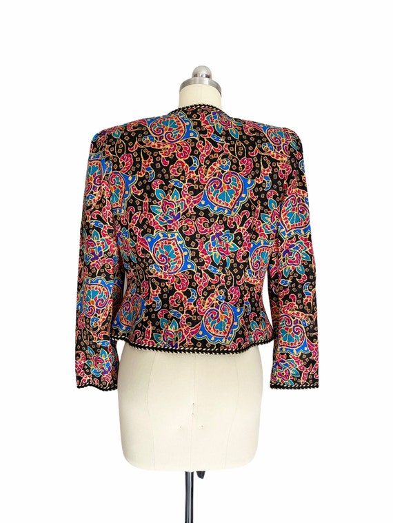 Vintage Blazer, 1980s Maggy London Colorful Silk … - image 8