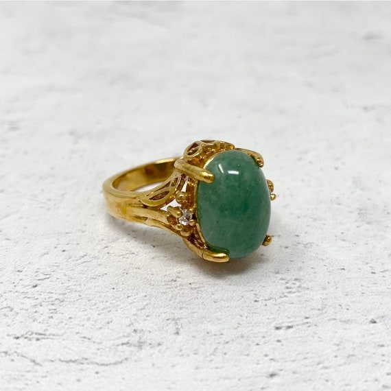 Vintage 1990s Aventurine Cocktail Ring New Old St… - image 5